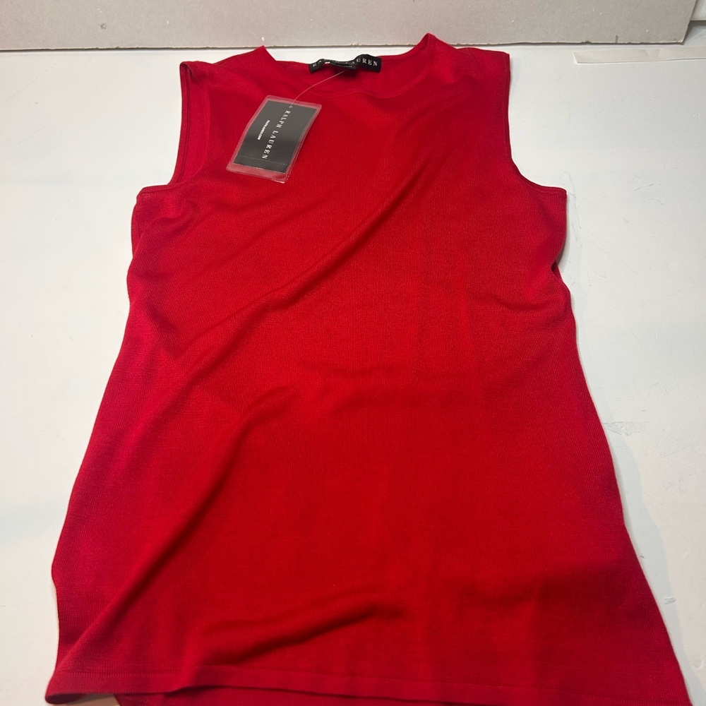 Ralph Lauren Black Label Scarlet silk knit crew neck Tank Top NWT